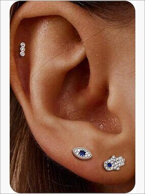 Flat Back Stud Earrings - S925 Sterling Silver Post Cartilage Helix Piercing